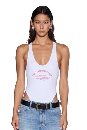 VARSITY LARA BODYSUIT WHITE