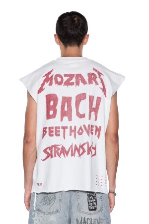 LINE UP EKCESS CUT OFF TEE WHITE/RED