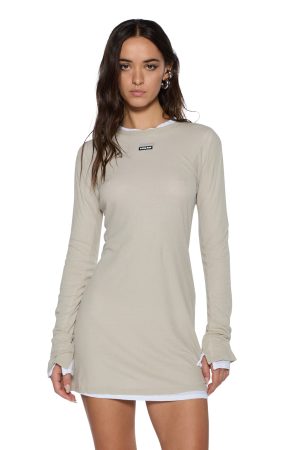 CRAWFORD LS MINI DRESS TAUPE