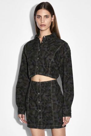 CUTOUT SHIRT DRESS CAMO