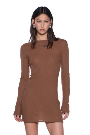 CRAWFORD LS MINI DRESS CHOCOLATE