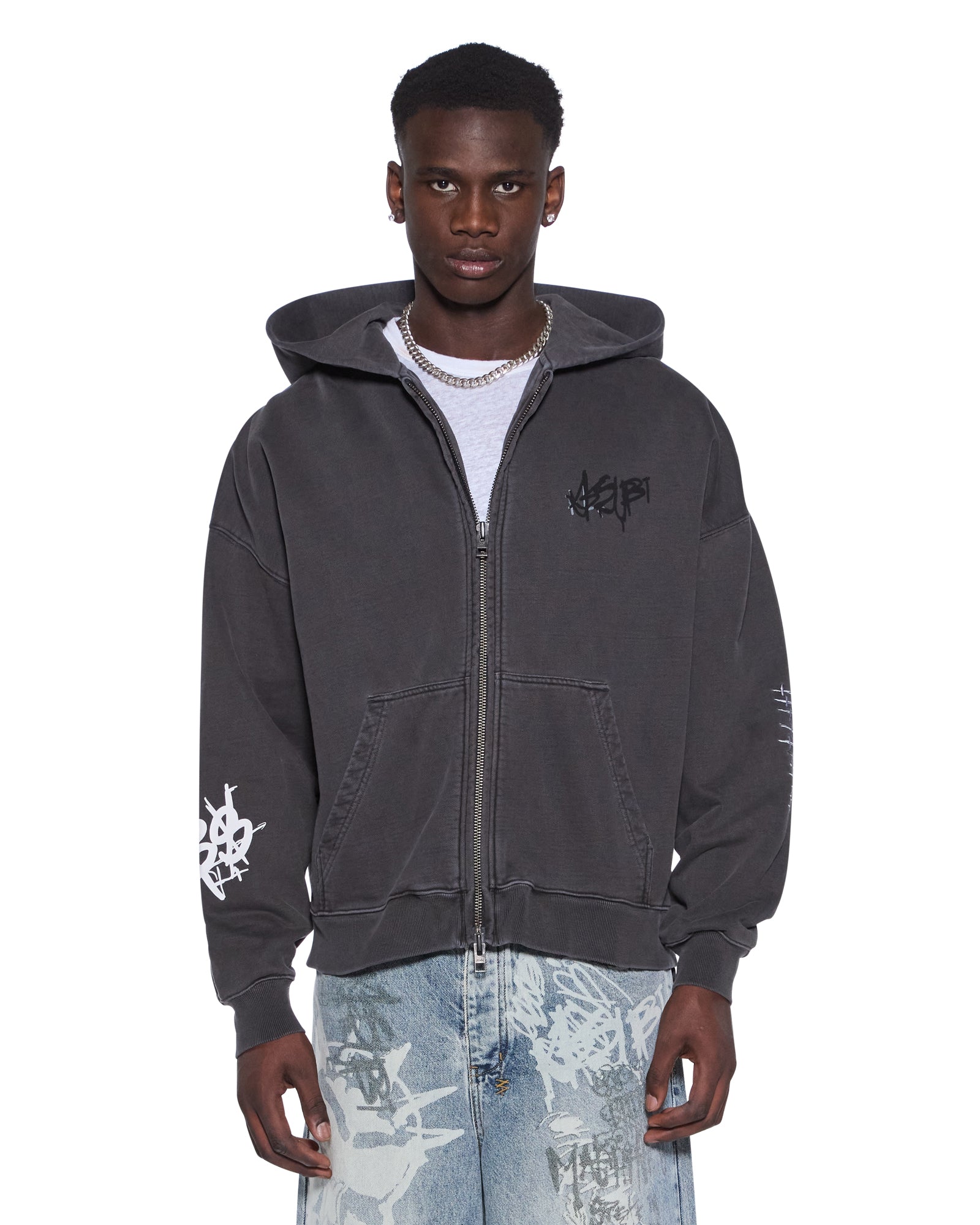GRAFF EKCESS ZIP THRU HOODIE FADED BLACK - Image 3