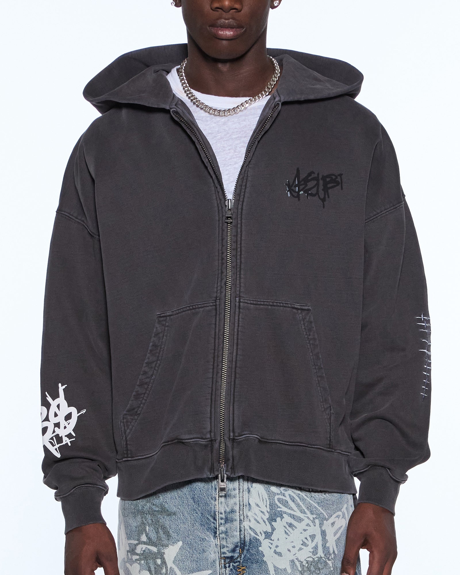 GRAFF EKCESS ZIP THRU HOODIE FADED BLACK - Image 5