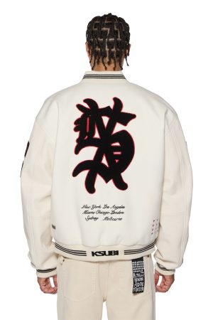 PLAYOFF VARSITY JACKET ECRU