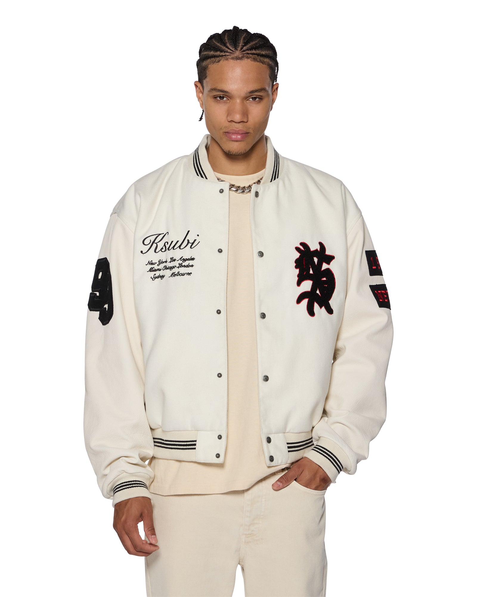 PLAYOFF VARSITY JACKET ECRU - Image 3