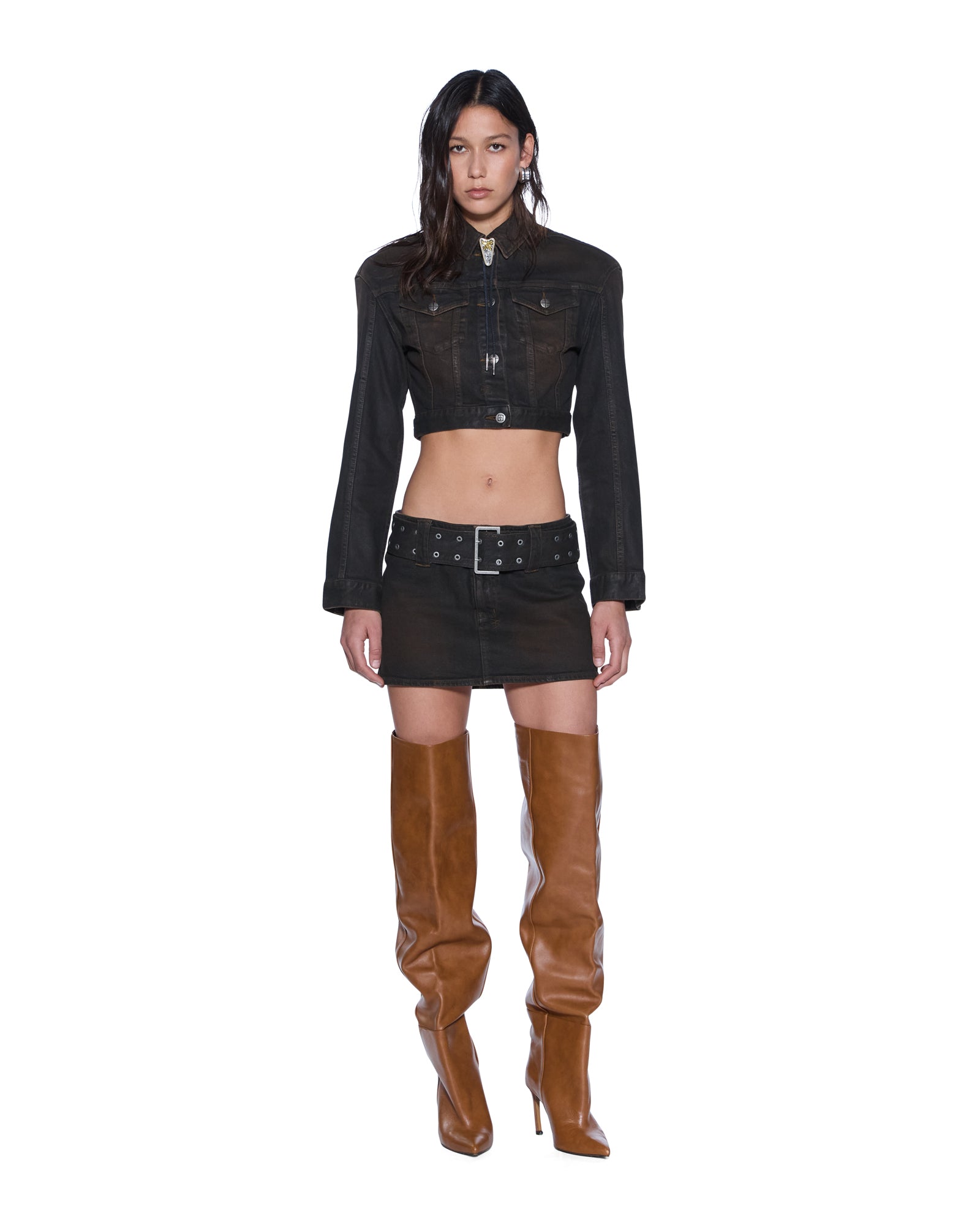 MICRO MINI SKIRT BELTED GREASED - Image 2