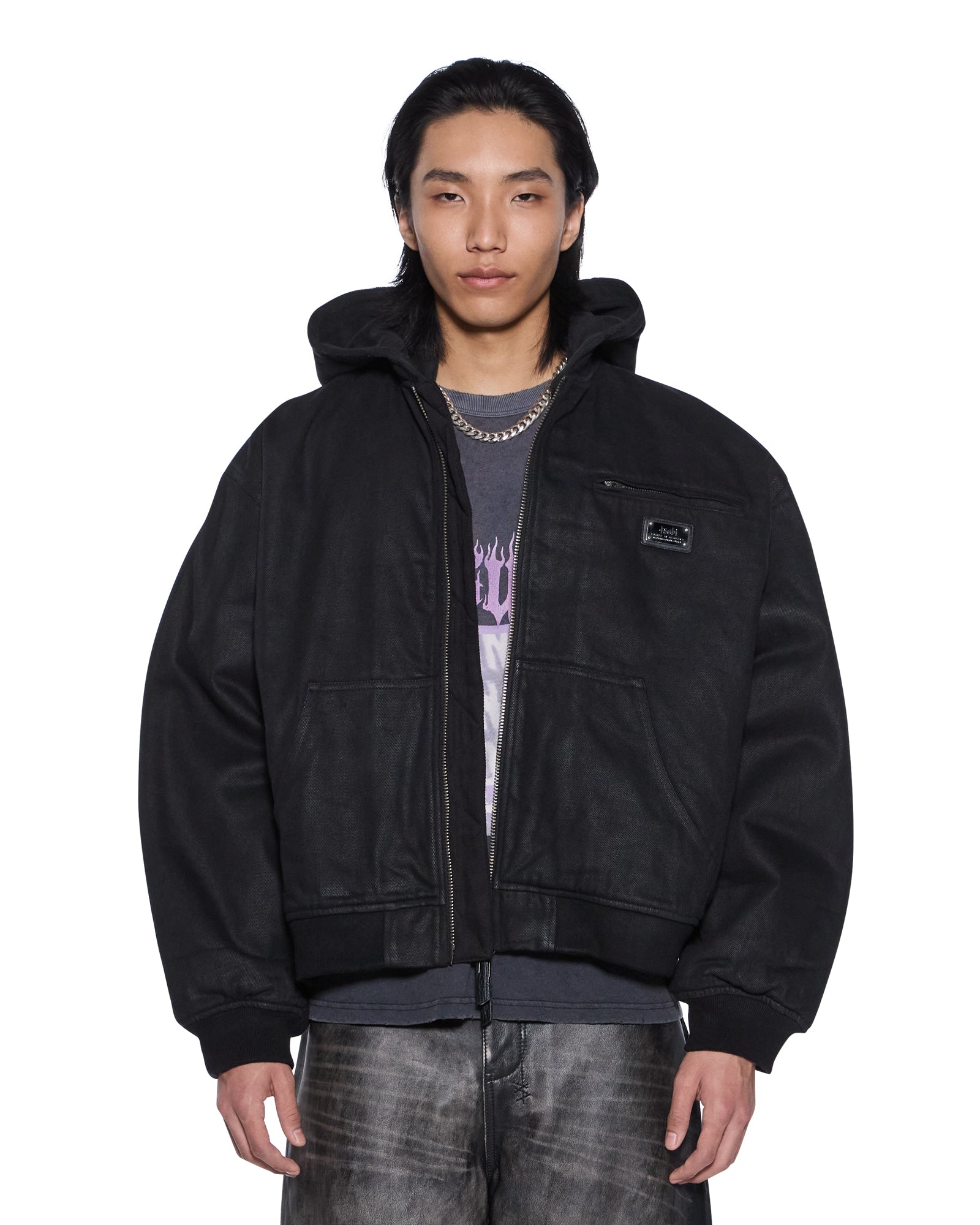 SIN CITY PLATED WAXED JACKET BLACK
