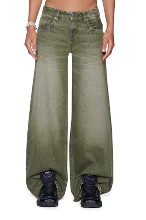 DROPOUT LOW RISE JEAN MILITANT GREEN