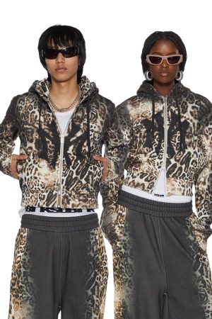 MOWALOLA ZIP HOODIE CHEETAH