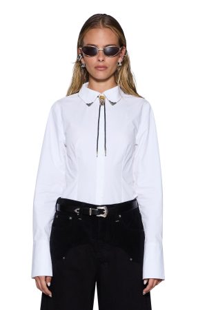 DARE OPEN BACK LS SHIRT WHITE