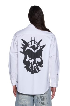 GRAFFITI ANTI BUTTON DOWN LS SHIRT WHITE