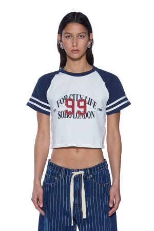 RAGLAN BOXY SS TEE VINTAGE WHITE/NAVY