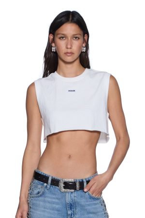 LABELS CROP TANK WHITE