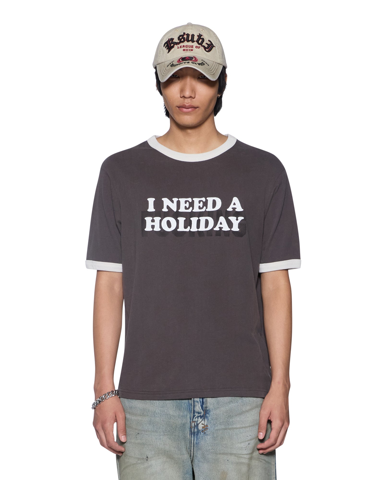 HOLIDAY RINGER SS TEE FADED BLACK
