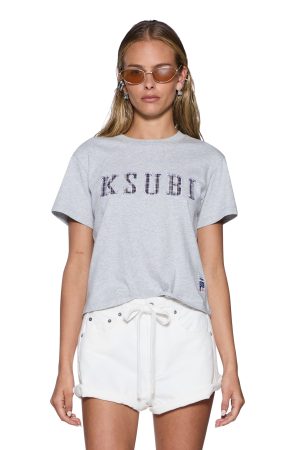 KSUBI PLAID SHRUNKEN SS TEE GREY MARLE