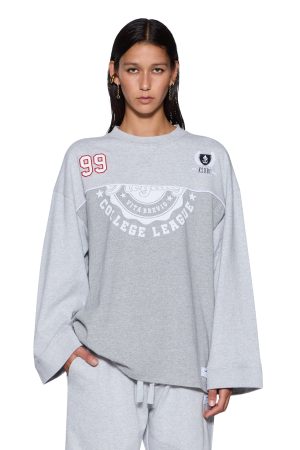 VARSITY BOYFRIEND LS TEE GREY