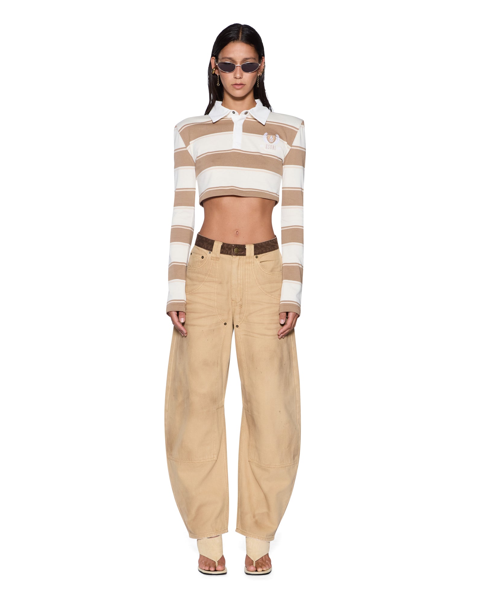 ACADEMY LS POLO SHIRT TAN STRIPE - Image 2