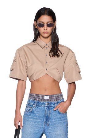 BARKER CROP SS SHIRT TAN