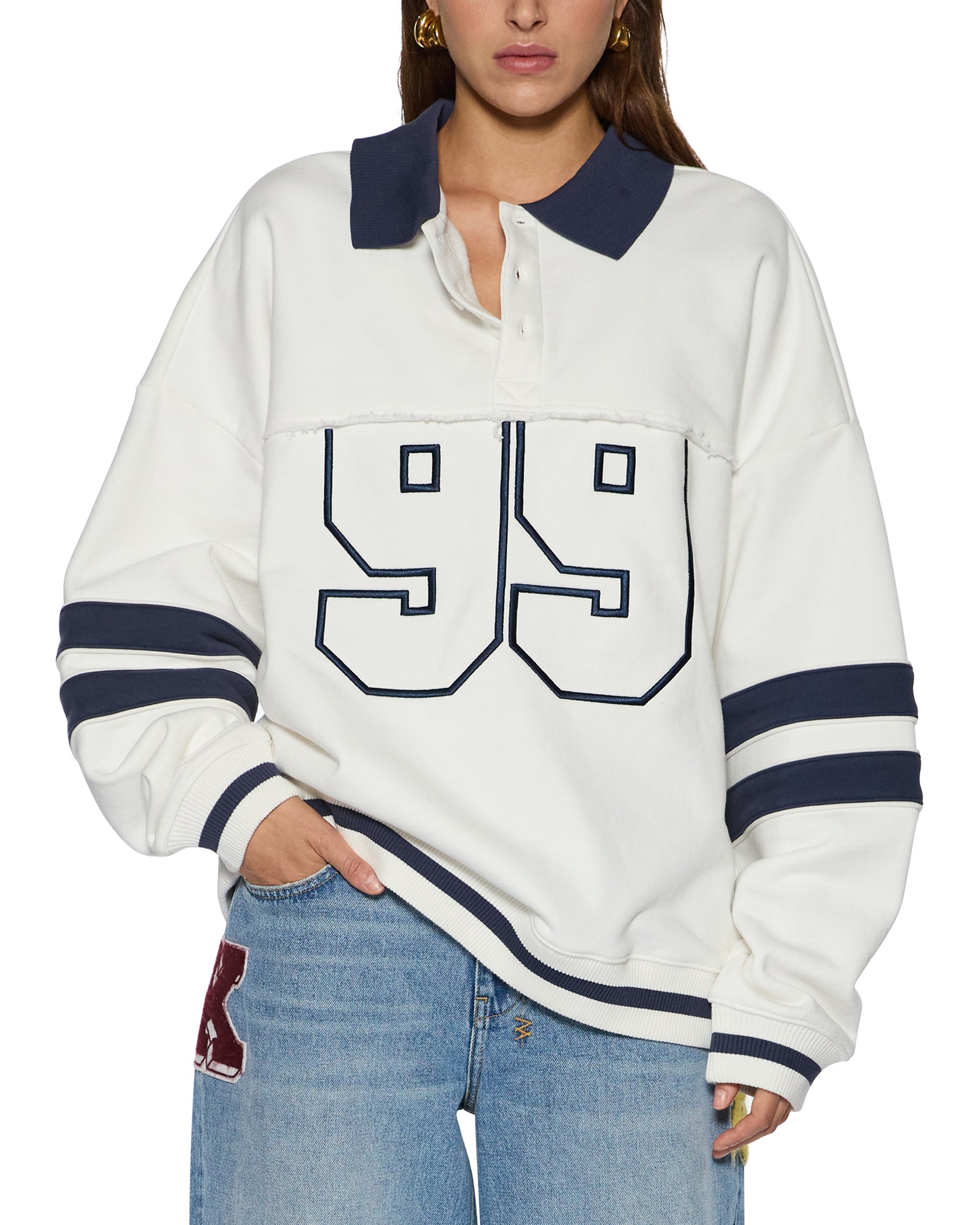 99 BOYFRIEND POLO SWEATSHIRT VINTAGE WHITE - Image 4