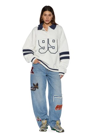 99 BOYFRIEND POLO SWEATSHIRT VINTAGE WHITE