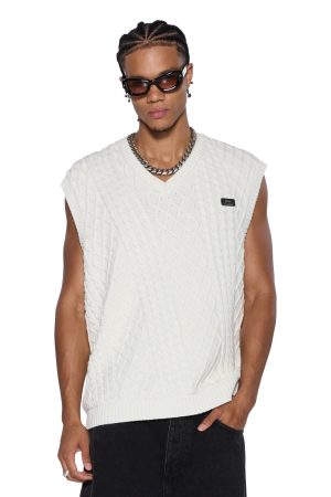TURNCABLE KNIT VEST VINTAGE WHITE