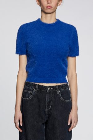 CYBER SS KNIT TOP COBALT